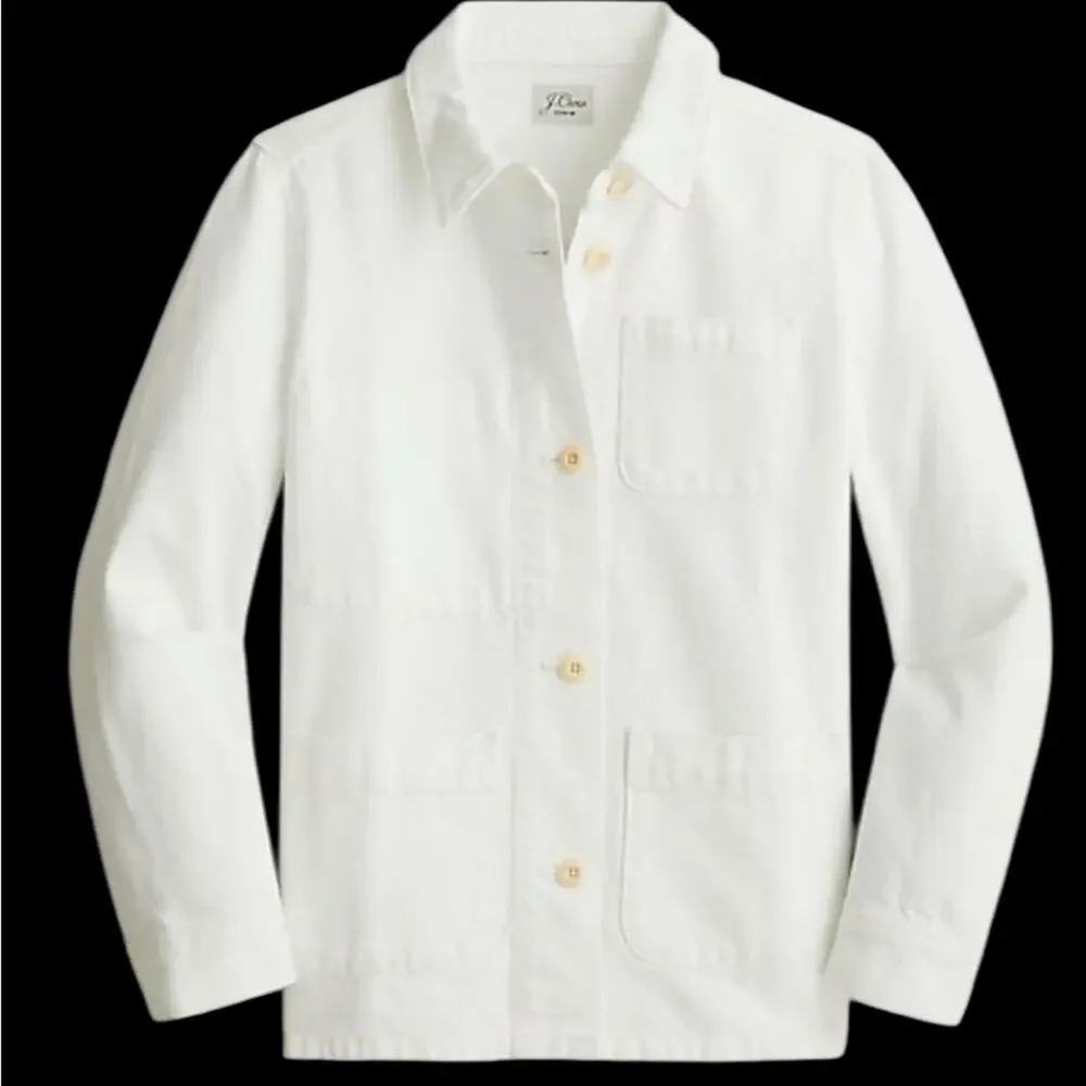 J‎ Crew White Garment-dyed chore jacket XS white